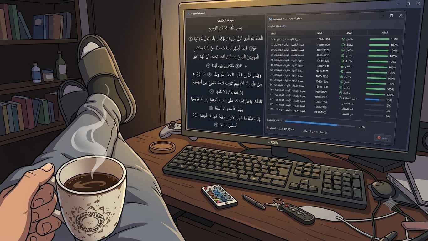 فيديوهات قرآنية جاهزة للنشر أنتجها البرنامج بالرسم العثماني والترجمة