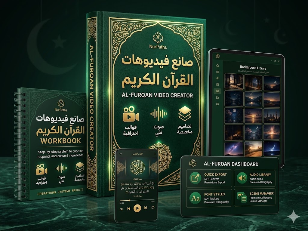 واجهة برنامج مولد فيديوهات قرآنية على ويندوز - Quran video generator app for Windows