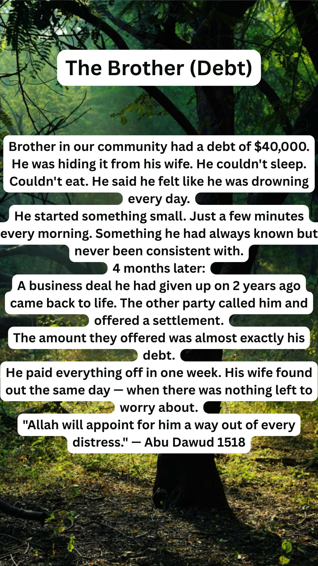 The Brother - Debt testimony - NurPaths